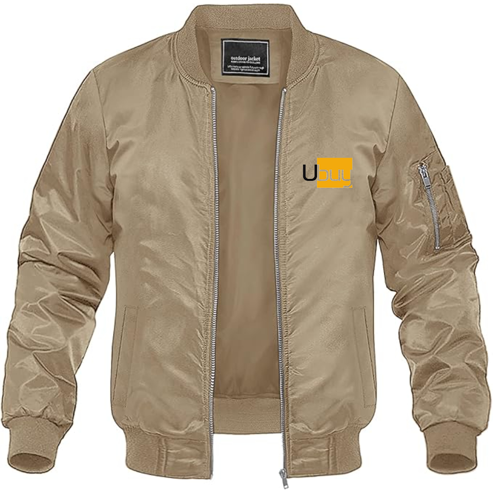Men's Ubuy Logo Lightweight Bomber Jacket Windbreaker Softshell Varsity Jacket Coat