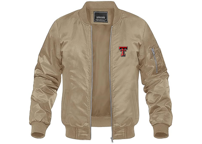 Men's Texas Tech Red Raiders Lightweight Bomber Jacket Windbreaker Softshell Varsity Jacket Coat