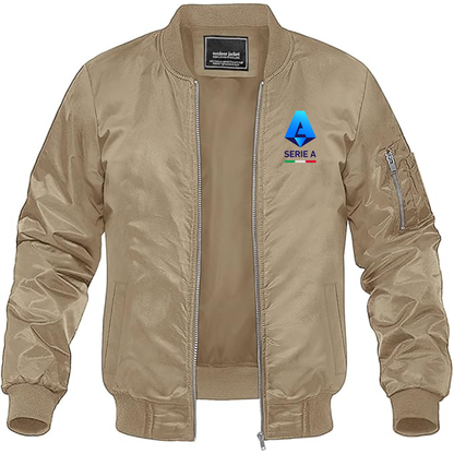 Men's  Italian Serie A Logo Lightweight Bomber Jacket Windbreaker Softshell Varsity Jacket Coat