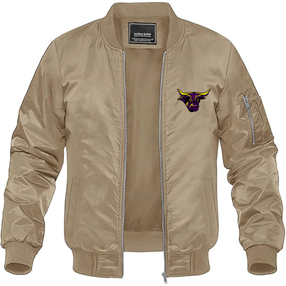 Men's Minnesota State Mavericks Logo Lightweight Bomber Jacket Windbreaker Softshell Varsity Jacket Coat