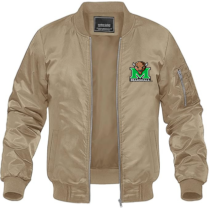 Men's Marshall Thundering Herd Logo Lightweight Bomber Jacket Windbreaker Softshell Varsity Jacket Coat