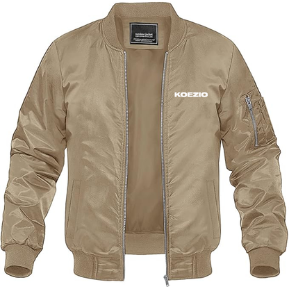 Men's KOEZIO Logo  Lightweight Bomber Jacket Windbreaker Softshell Varsity Jacket Coat