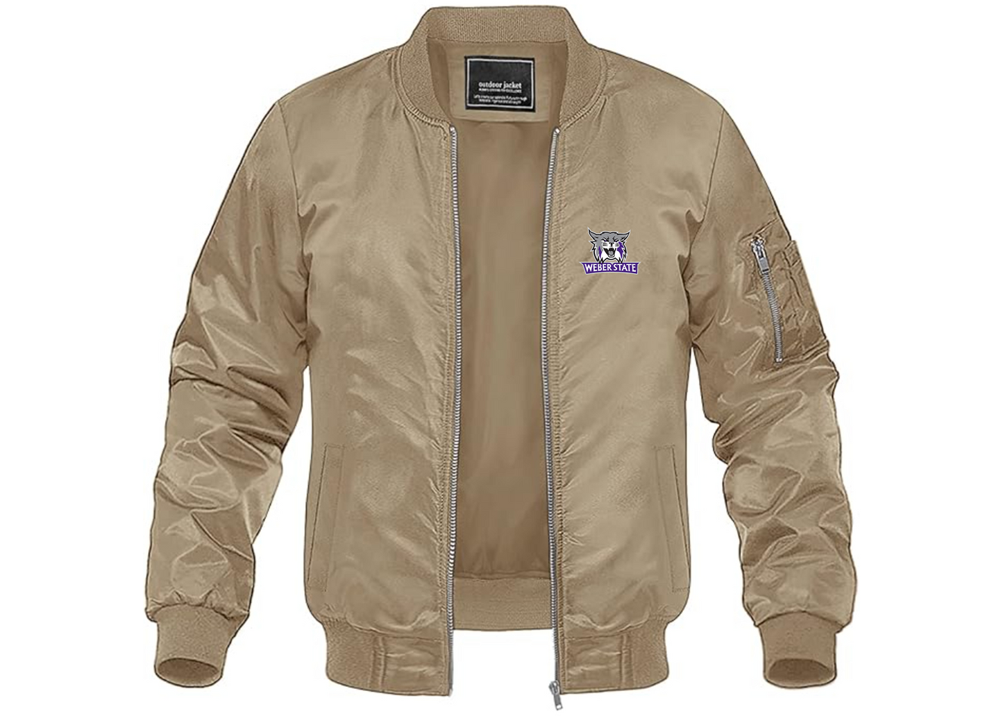 Men's Weber State Wildcats Lightweight Bomber Jacket Windbreaker Softshell Varsity Jacket Coat