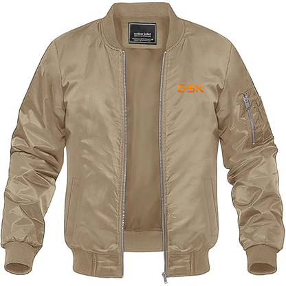 Men's GSK Logo Lightweight Bomber Jacket Windbreaker Softshell Varsity Jacket Coat
