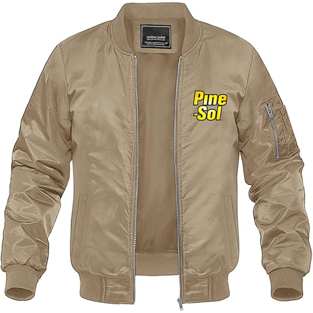 Men's Pine Sol Logo Lightweight Bomber Jacket Windbreaker Softshell Varsity Jacket Coat (Copy)