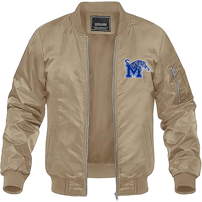 Men's Memphis Tigers Logo Lightweight Bomber Jacket Windbreaker Softshell Varsity Jacket Coat
