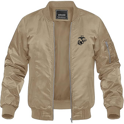 Men's USMC Symbol Lightweight Bomber Jacket Windbreaker Softshell Varsity Jacket Coat