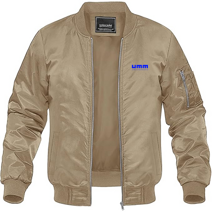 Men's UMM Logo Lightweight Bomber Jacket Windbreaker Softshell Varsity Jacket Coat
