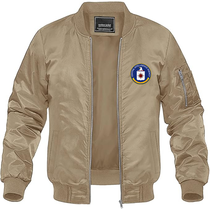 Men's CIA Logo Lightweight Bomber Jacket Windbreaker Softshell Varsity Jacket Coat