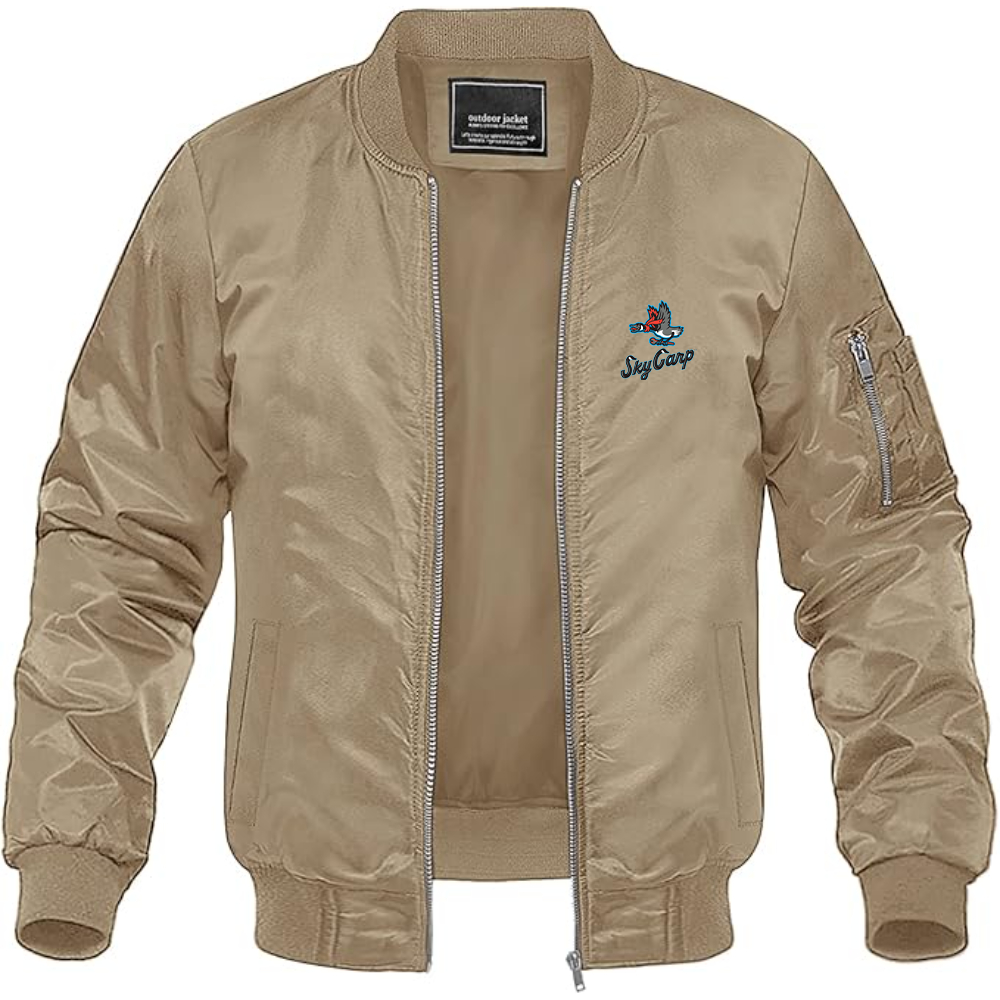 Men's Beloit Sky Carp Logo Lightweight Bomber Jacket Windbreaker Softshell Varsity Jacket Coat