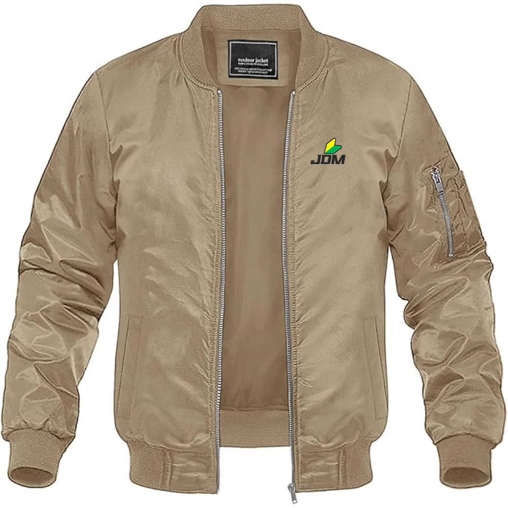 Men's JDM Logo Lightweight Bomber Jacket Windbreaker Softshell Varsity Jacket Coat