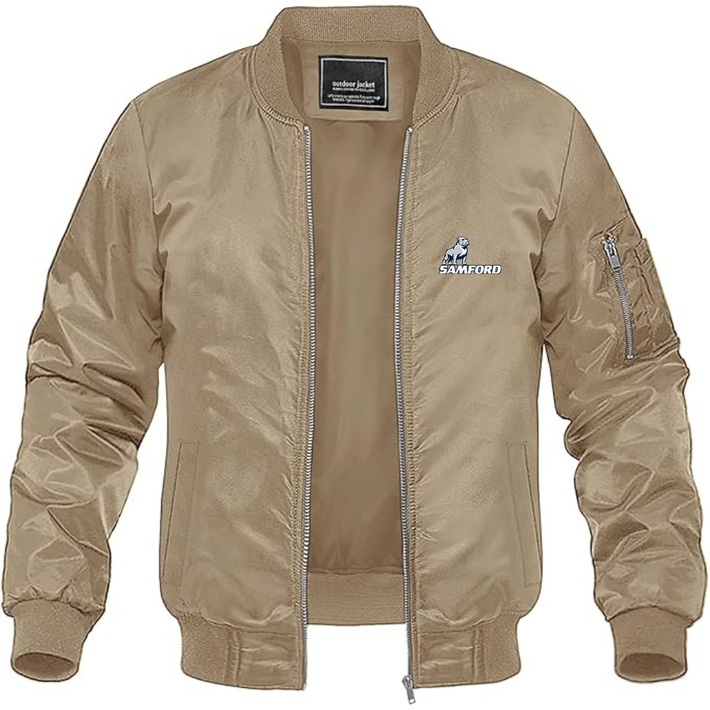 Men's Samford Bulldogs Logo Lightweight Bomber Jacket Windbreaker Softshell Varsity Jacket Coat