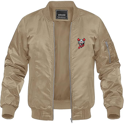 Men's Binghamton Devils Logo Lightweight Bomber Jacket Windbreaker Softshell Varsity Jacket Coat
