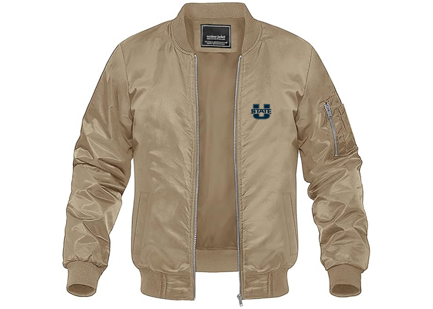 Men's Utah State Aggies Lightweight Bomber Jacket Windbreaker Softshell Varsity Jacket Coat