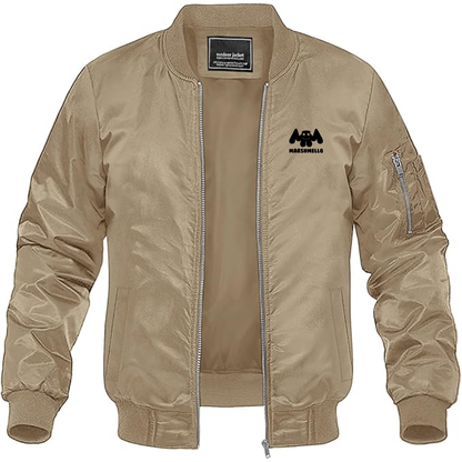 Men's Marshmello Logo Lightweight Bomber Jacket Windbreaker Softshell Varsity Jacket Coat