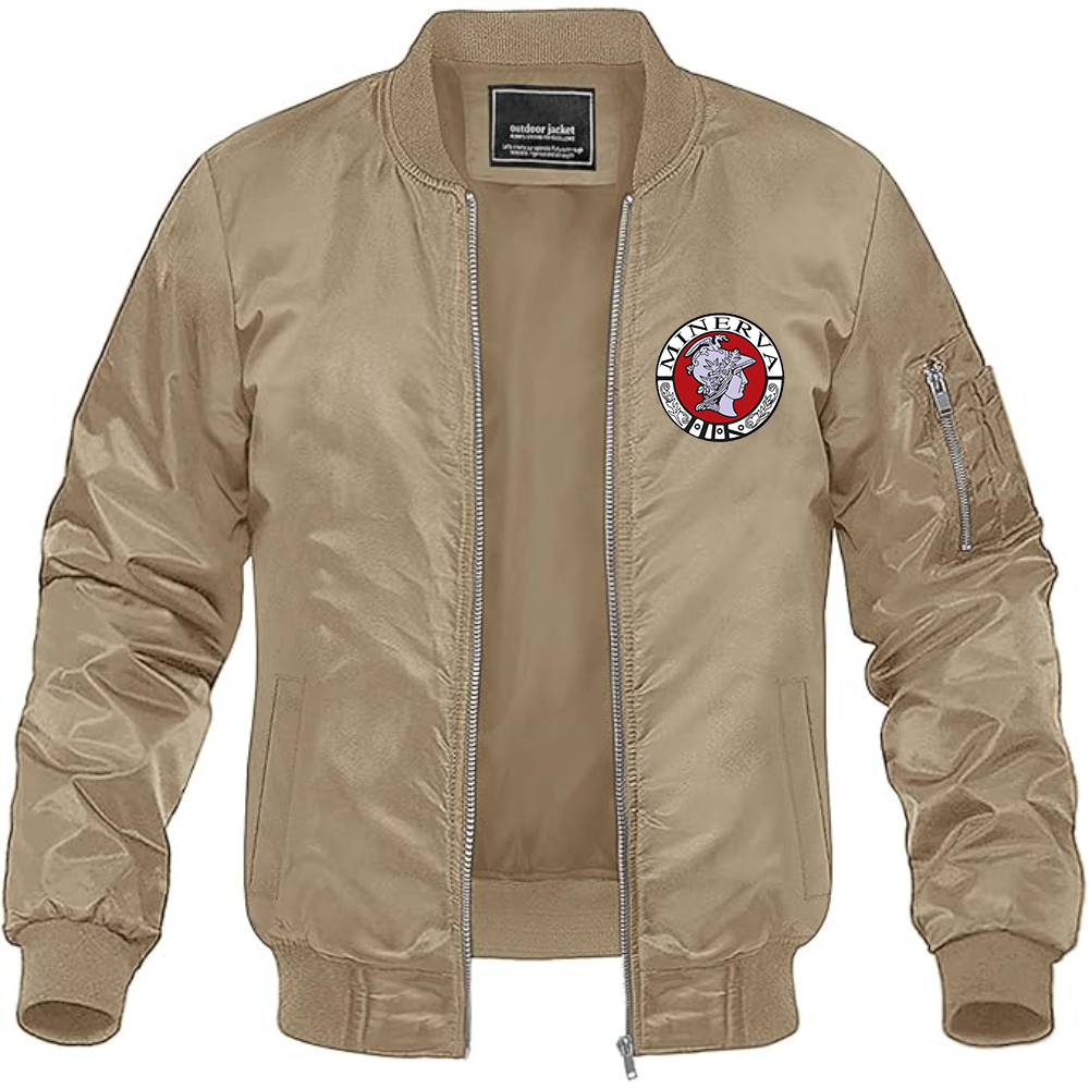 Men's Minerva Automobile Logo Lightweight Bomber Jacket Windbreaker Softshell Varsity Jacket Coat