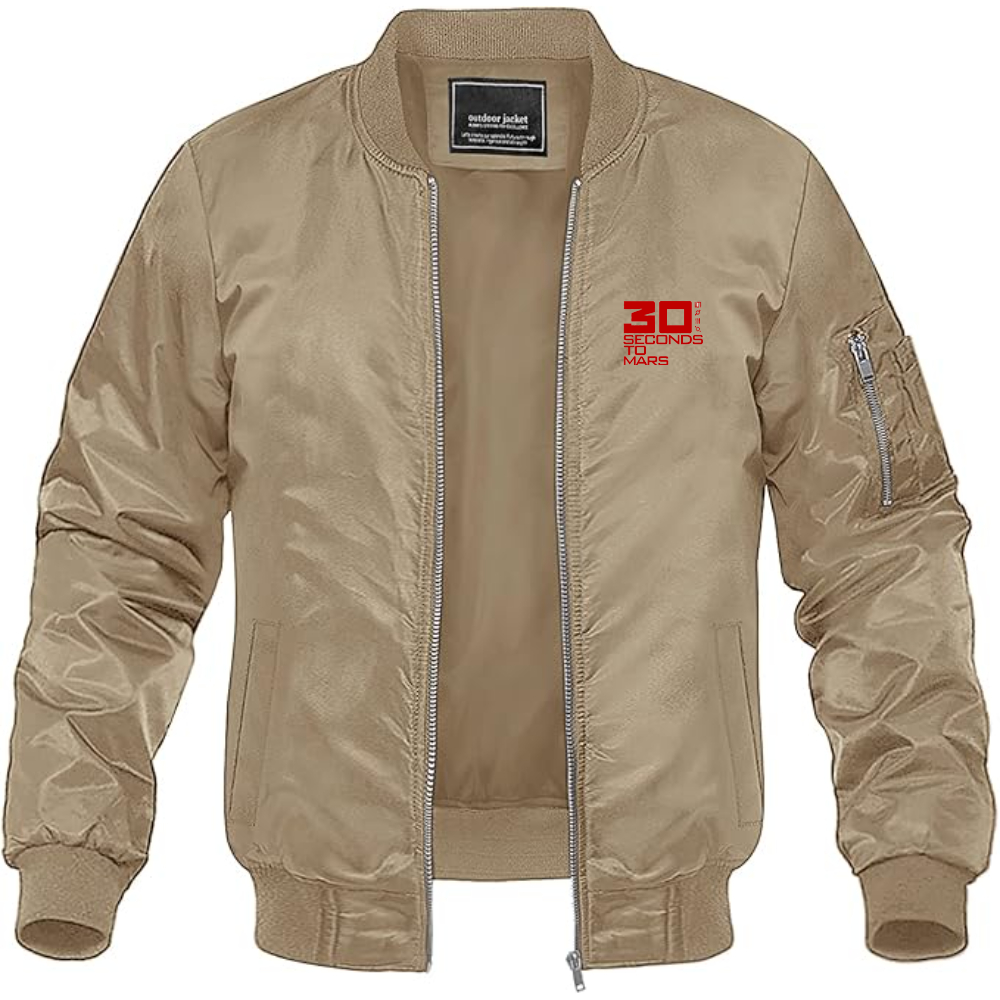 Men's 30 Seconds To Mars Logo Lightweight Bomber Jacket Windbreaker Softshell Varsity Jacket Coat