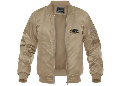 Men's Wisconsin Milwaukee Panthers Lightweight Bomber Jacket Windbreaker Softshell Varsity Jacket Coat