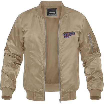 Men's Jefferson Airplane Logo Lightweight Bomber Jacket Windbreaker Softshell Varsity Jacket Coat