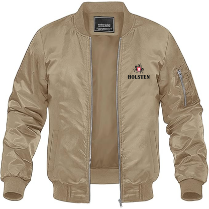 Men's Holsten Logo Lightweight Bomber Jacket Windbreaker Softshell Varsity Jacket Coat