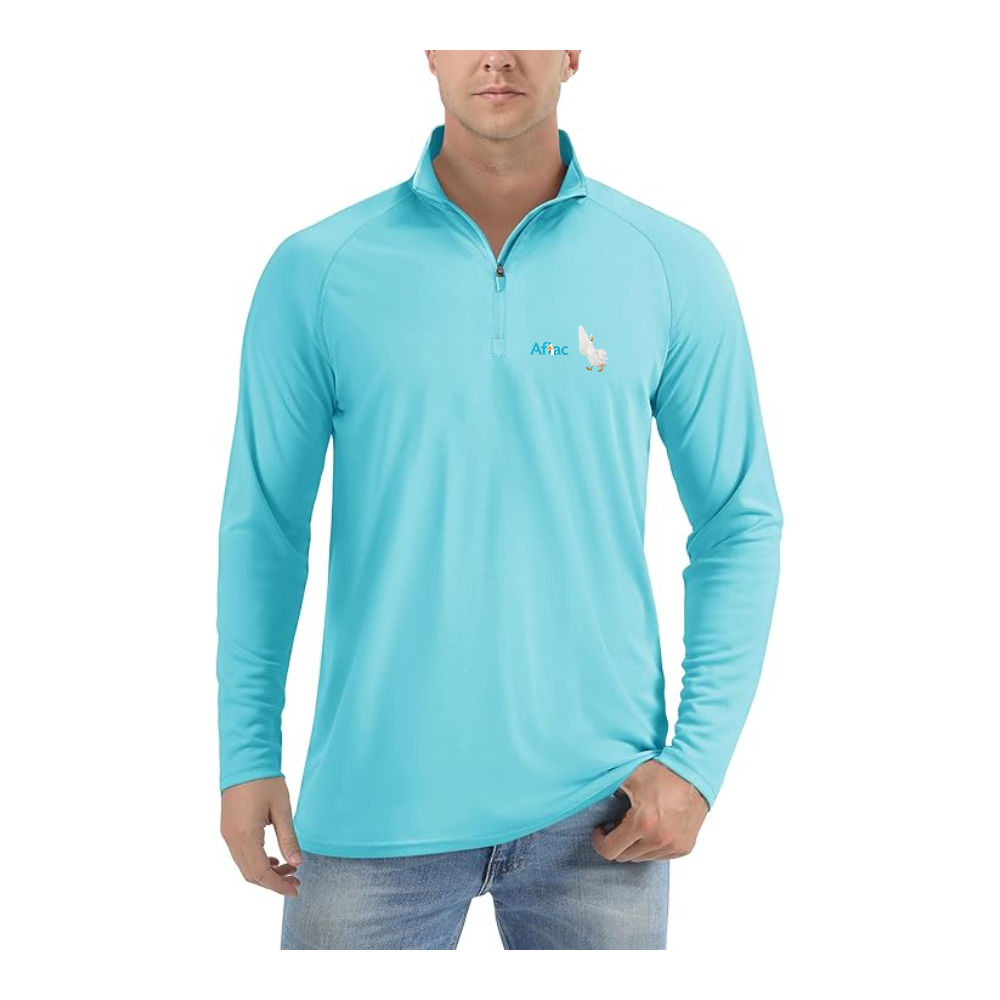 Men's Aflac Logo and Duck Lightweight Quarter-Zip Athletic Shirt Long Sleeve Performance Wear