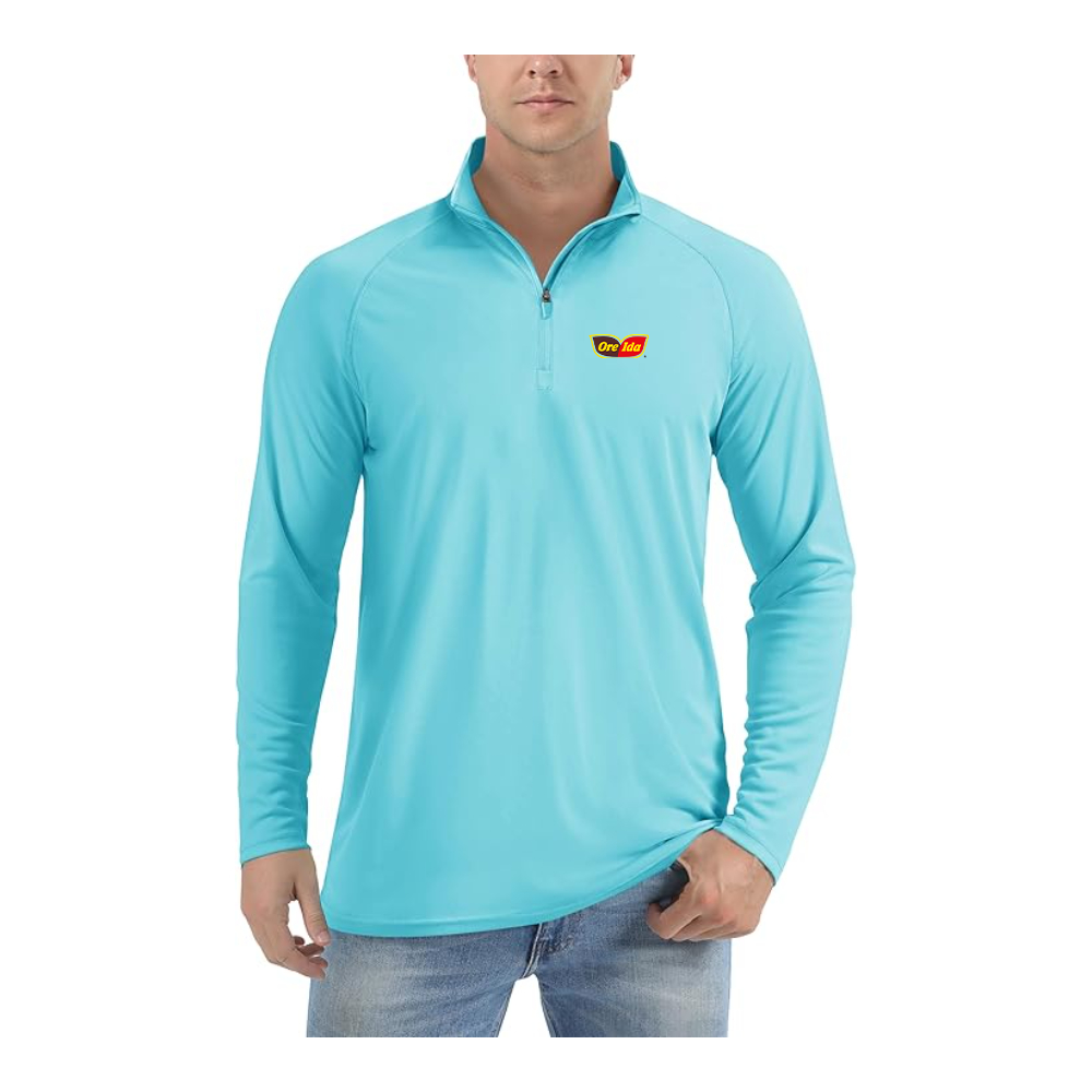 Men's Ore Ida Logo Lightweight Quarter-Zip Athletic Shirt Long Sleeve Performance Wear
