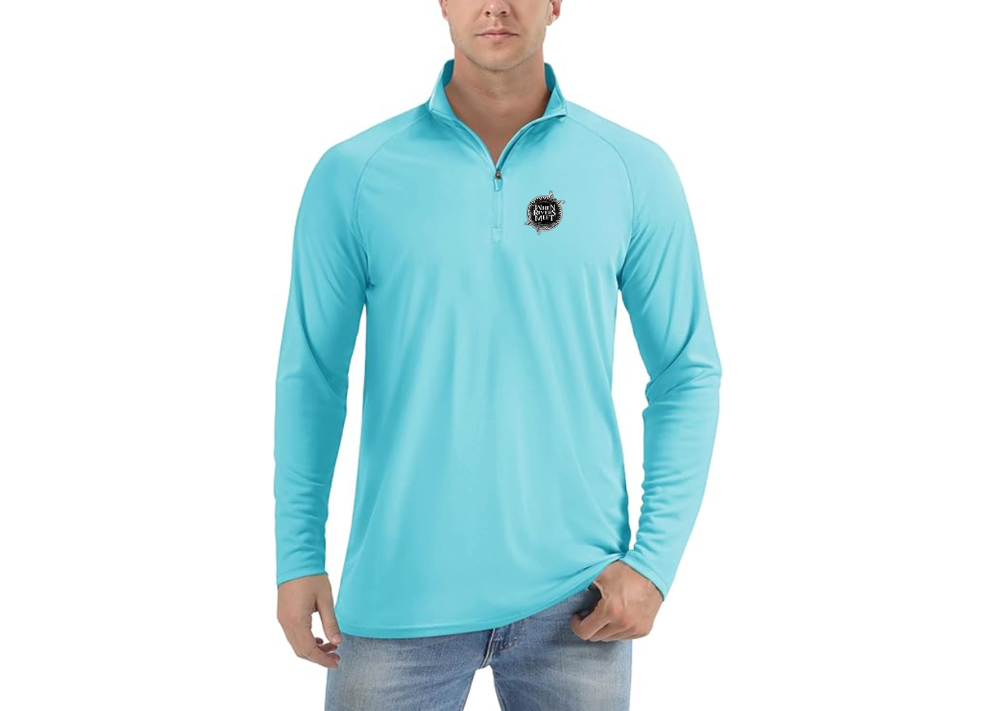 Men's When Rivers Meet Lightweight Quarter-Zip Athletic Shirt Long Sleeve Performance Wear