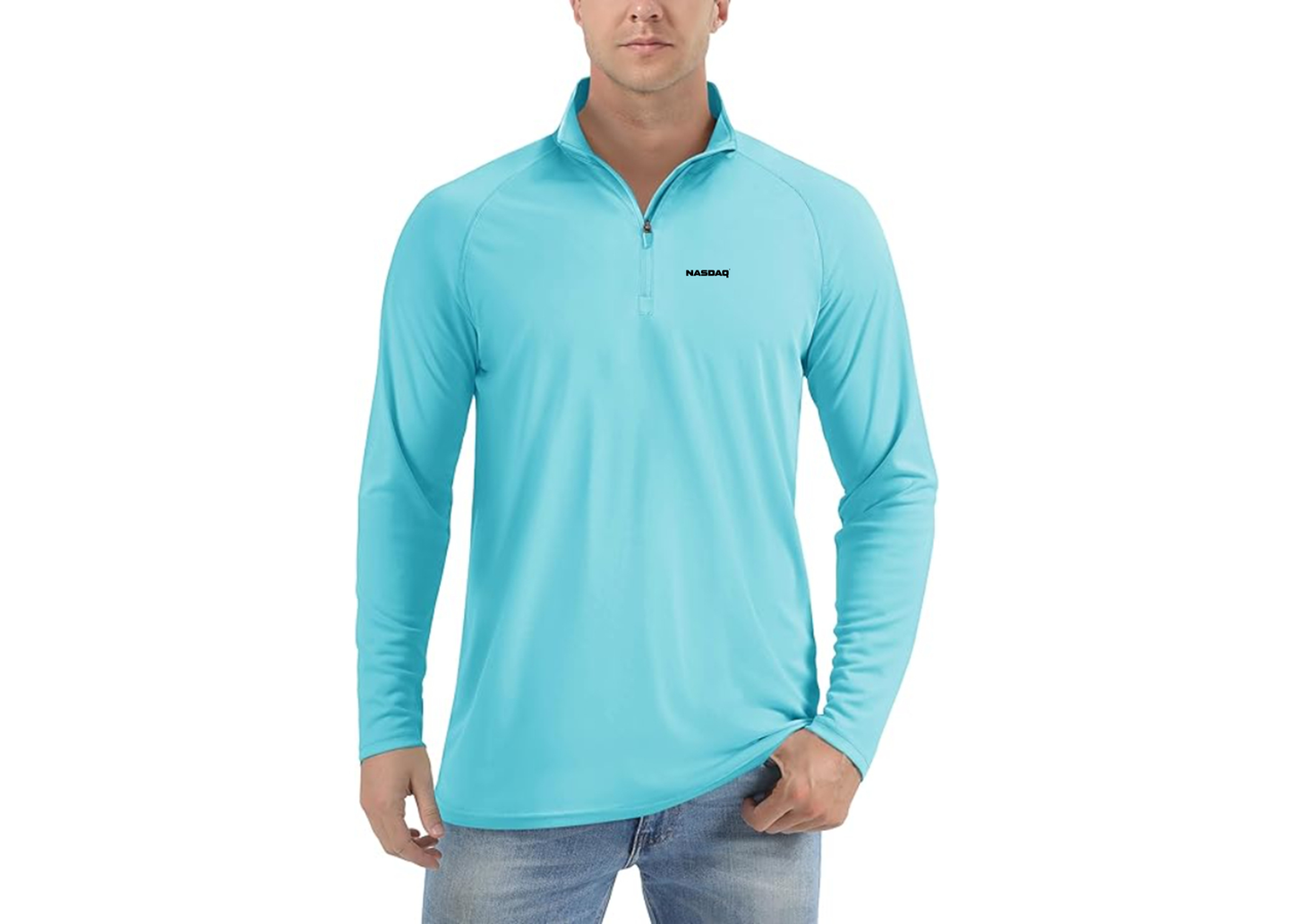 Men's Nasdaq Logo  Lightweight Quarter-Zip Athletic Shirt Long Sleeve Performance Wear