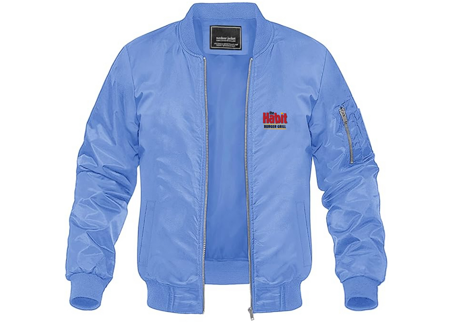 Men's The Habit Burger Grill Lightweight Bomber Jacket Windbreaker Softshell Varsity Jacket Coat
