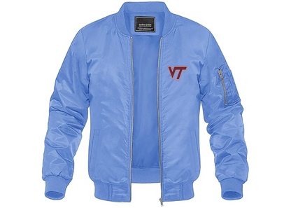 Men's Virginia Tech Hokies Lightweight Bomber Jacket Windbreaker Softshell Varsity Jacket Coat