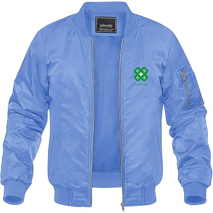 Men's 4H Canada Logo Lightweight Bomber Jacket Windbreaker Softshell Varsity Jacket Coat