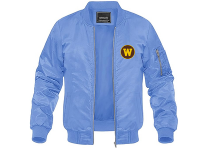 Men's Western Michigan Broncos Lightweight Bomber Jacket Windbreaker Softshell Varsity Jacket Coat
