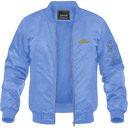 Men's Les Simpson Logo Lightweight Bomber Jacket Windbreaker Softshell Varsity Jacket Coat