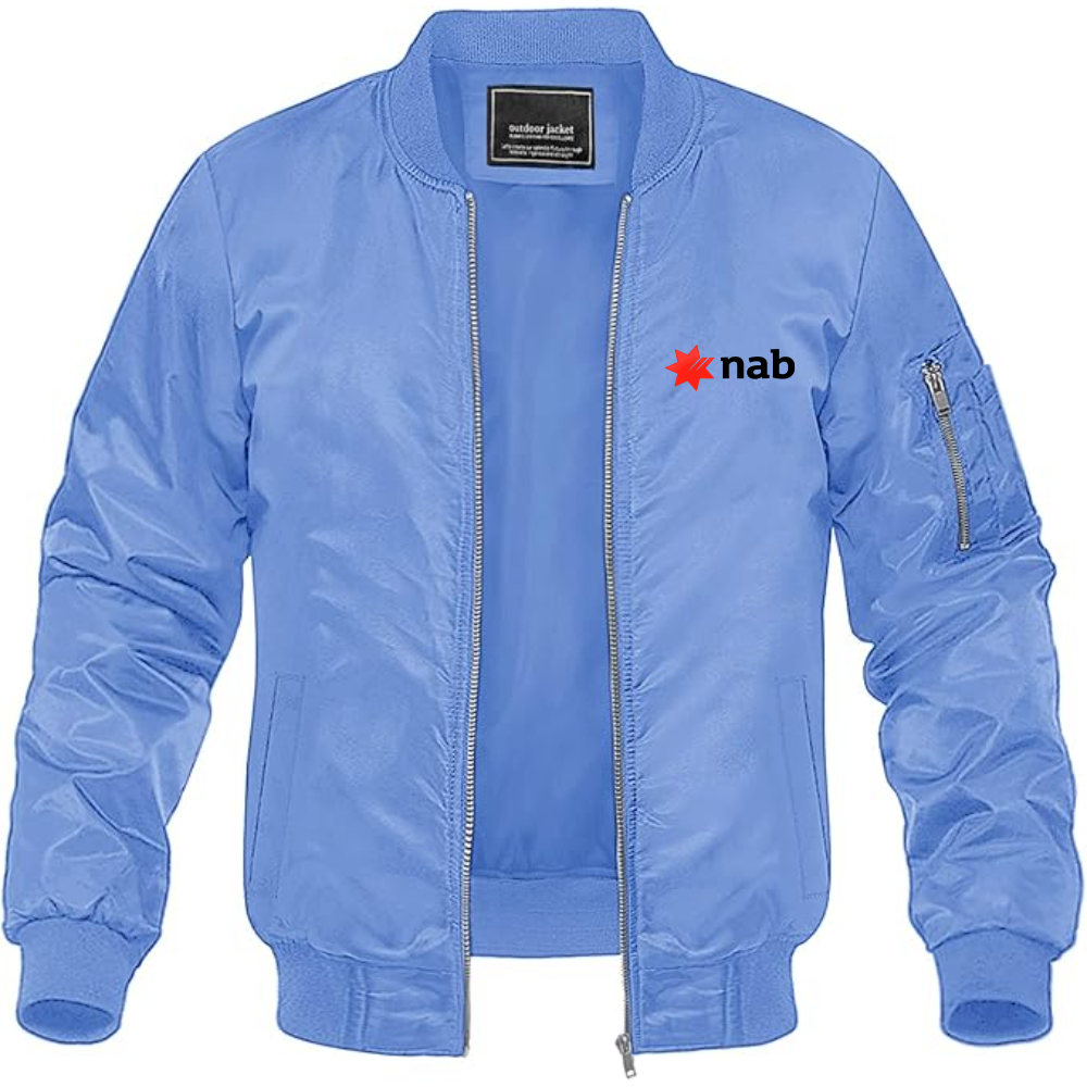 Men's NAB (National Australia Bank) Logo Lightweight Bomber Jacket Windbreaker Softshell Varsity Jacket Coat