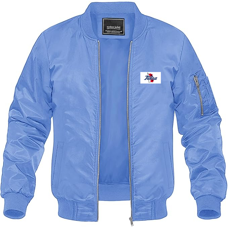 Men's Tulsa Golden Hurricane Logo Lightweight Bomber Jacket Windbreaker Softshell Varsity Jacket Coat