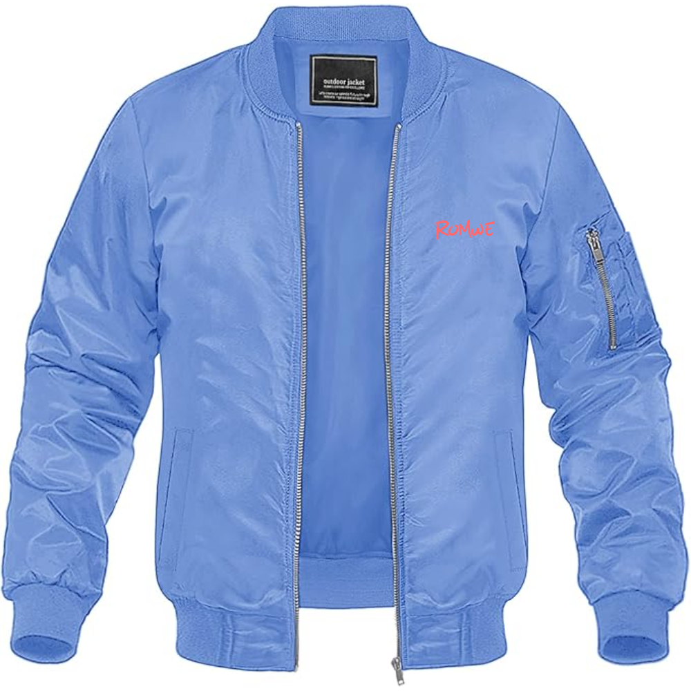 Men's Romwe Logo Lightweight Bomber Jacket Windbreaker Softshell Varsity Jacket Coat