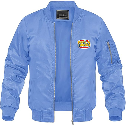 Men's Peek A Blocks Logo Lightweight Bomber Jacket Windbreaker Softshell Varsity Jacket Coat