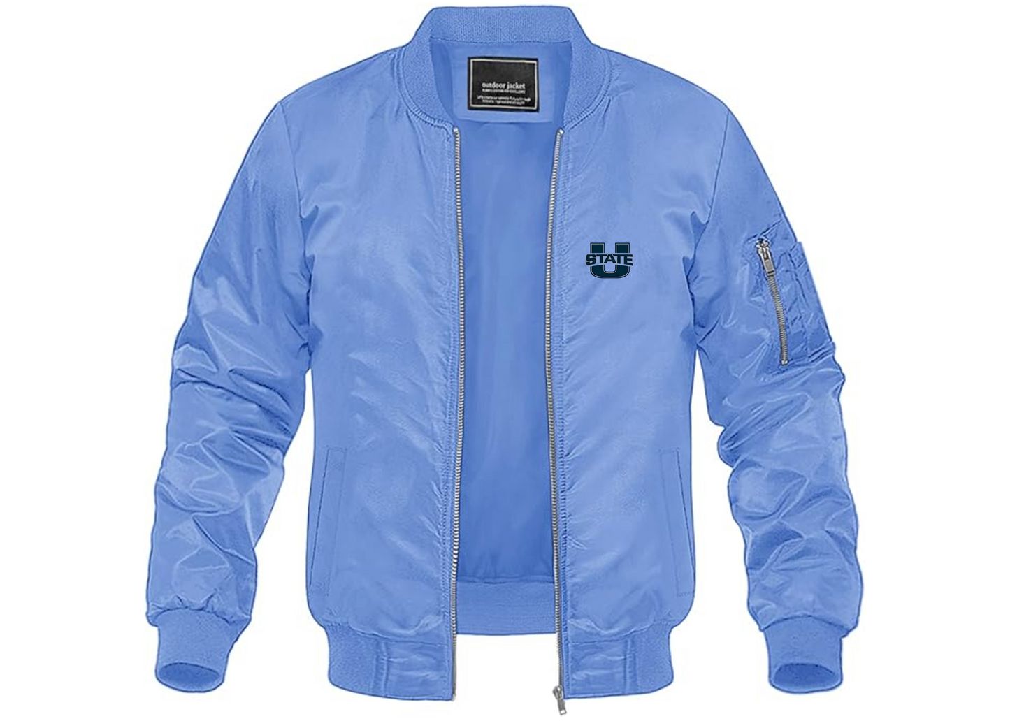 Men's Utah State Aggies Lightweight Bomber Jacket Windbreaker Softshell Varsity Jacket Coat
