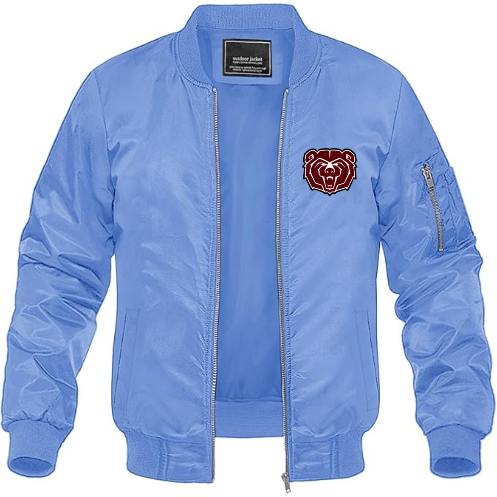 Men's Missouri State Bears Logo Lightweight Bomber Jacket Windbreaker Softshell Varsity Jacket Coat