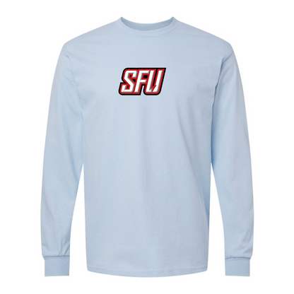 Men's Saint Francis Red Flash Logo Gildan Heavy Cotton Long Sleeve T-Shirt