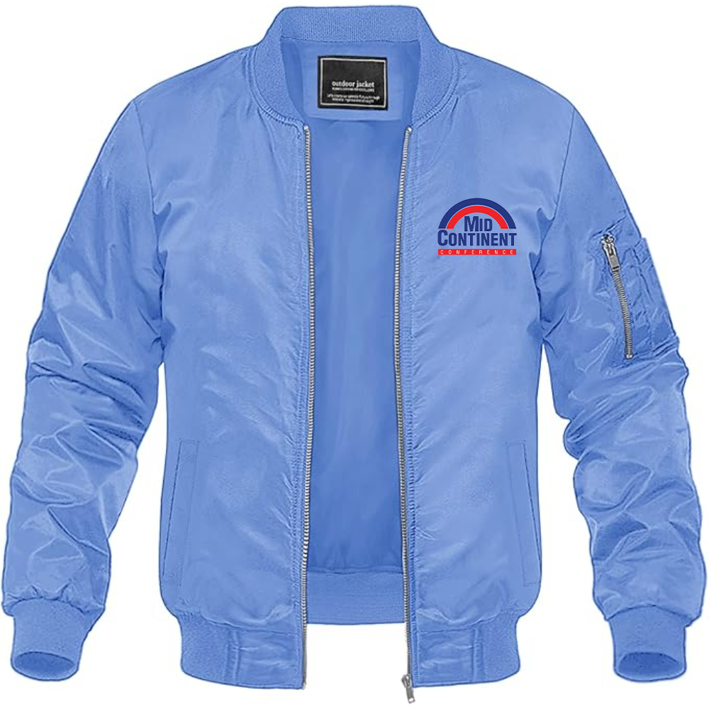 Men's Mid Continent Conference Logo Lightweight Bomber Jacket Windbreaker Softshell Varsity Jacket Coat