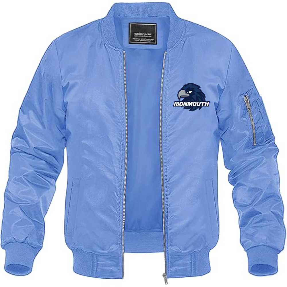Men's Monmouth Hawks Logo Lightweight Bomber Jacket Windbreaker Softshell Varsity Jacket Coat