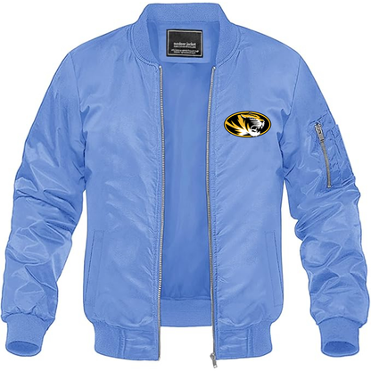 Men's Missouri Tigers Logo Lightweight Bomber Jacket Windbreaker Softshell Varsity Jacket Coat