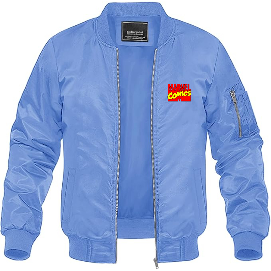 Men's Marvel Comics Logo Lightweight Bomber Jacket Windbreaker Softshell Varsity Jacket Coat