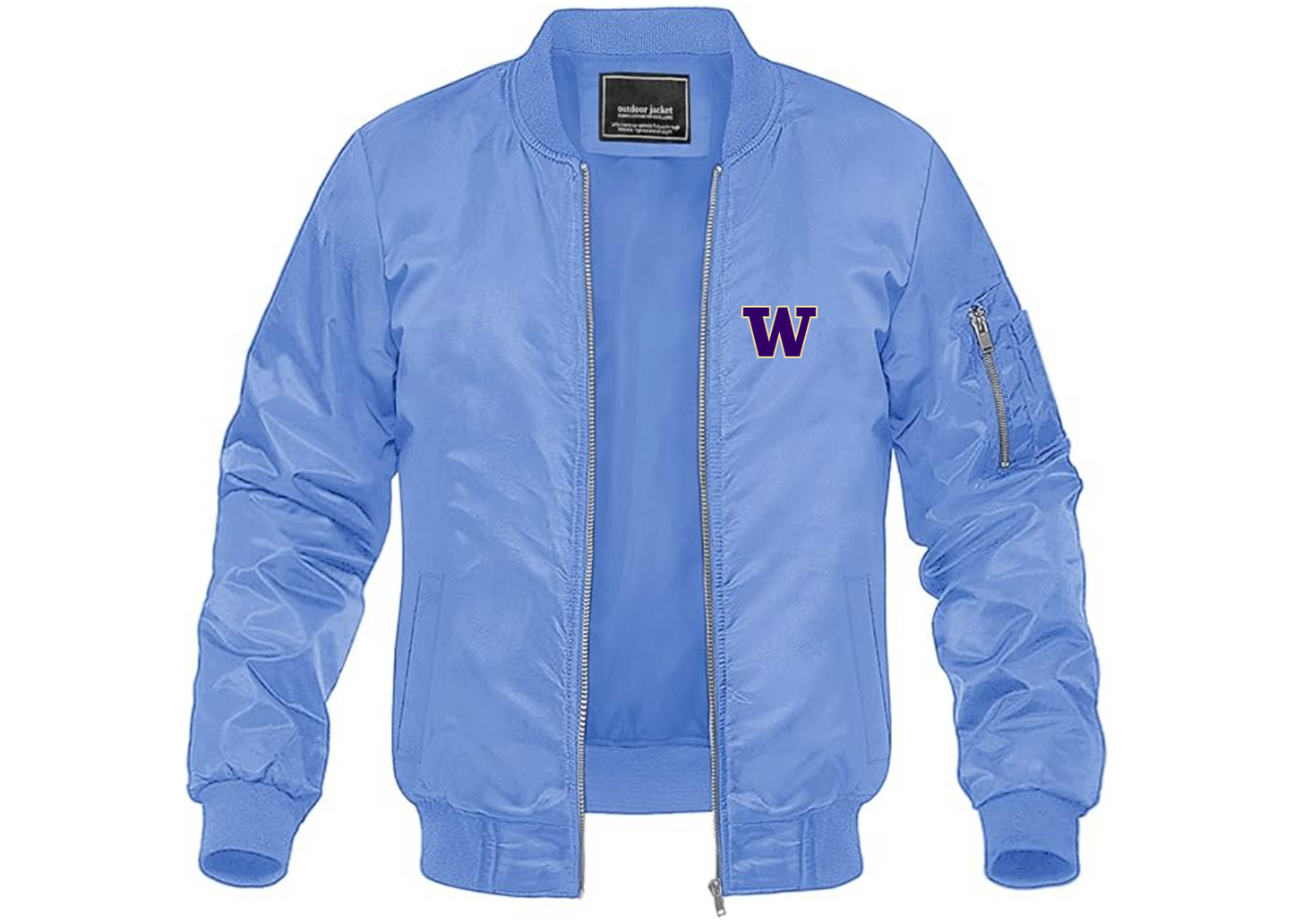 Men's Washington Huskies Lightweight Bomber Jacket Windbreaker Softshell Varsity Jacket Coat