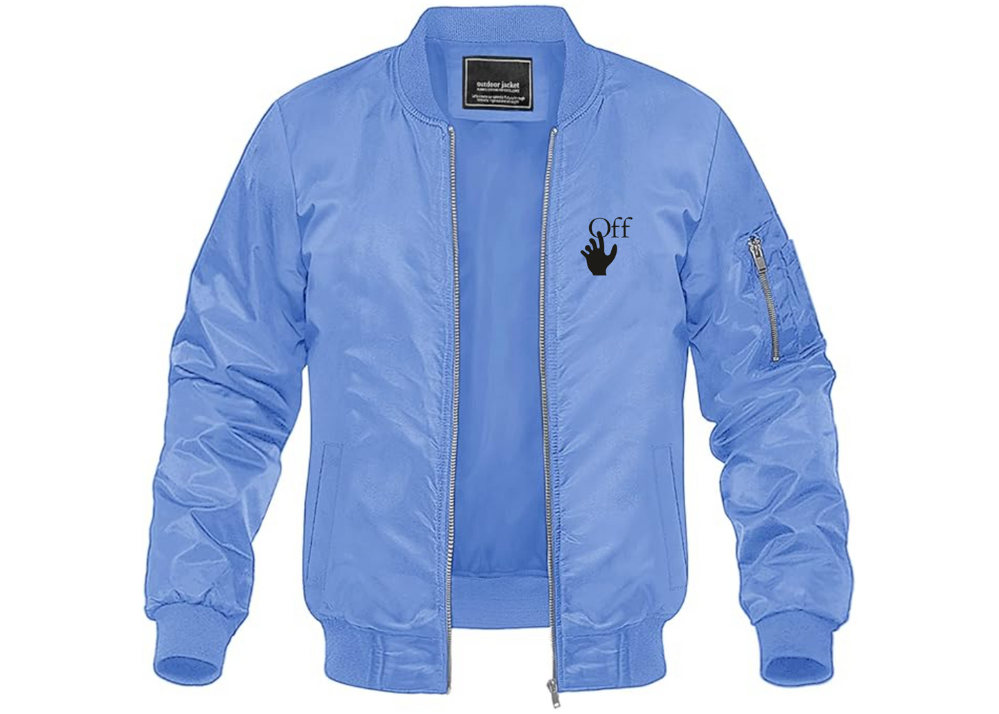 Men's Off-White Hand Lightweight Bomber Jacket Windbreaker Softshell Varsity Jacket Coat