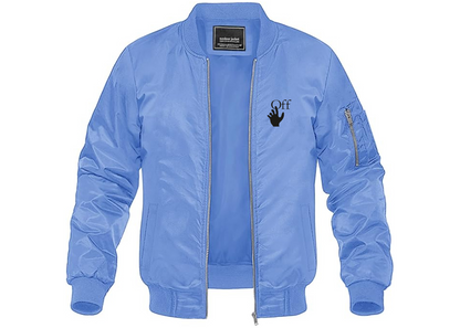 Men's Off-White Hand Lightweight Bomber Jacket Windbreaker Softshell Varsity Jacket Coat