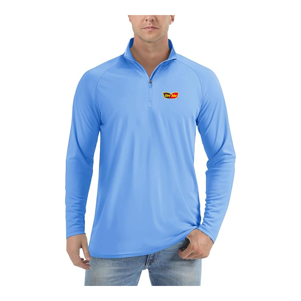 Men's Ore Ida Logo Lightweight Quarter-Zip Athletic Shirt Long Sleeve Performance Wear
