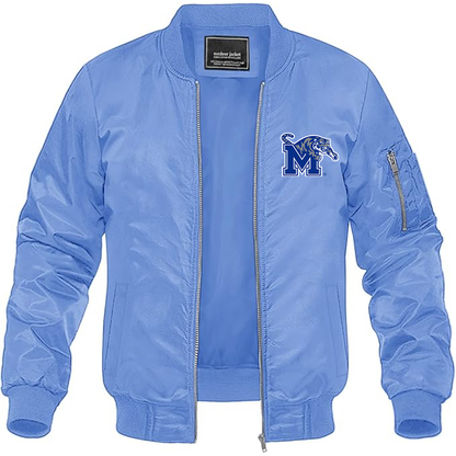 Men's Memphis Tigers Logo Lightweight Bomber Jacket Windbreaker Softshell Varsity Jacket Coat