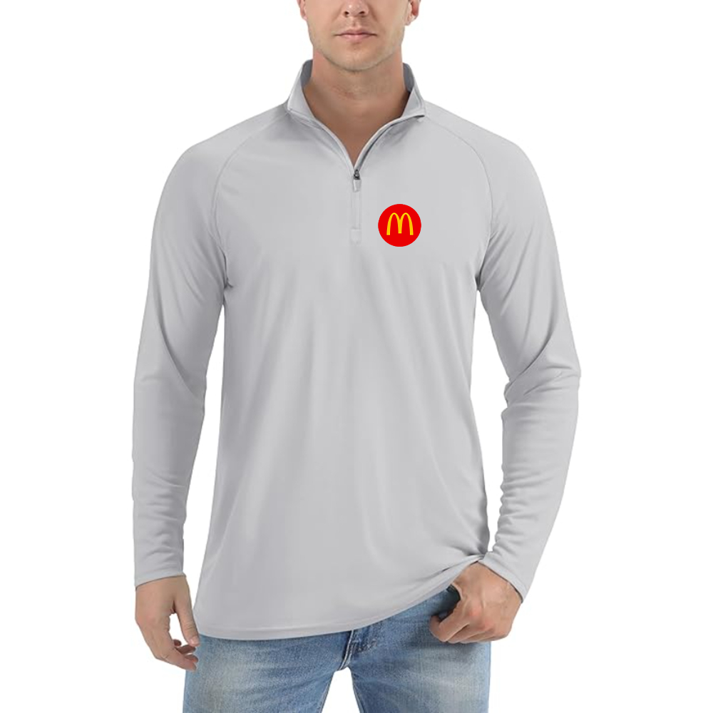 Men's McDonalds  Logo Lightweight Quarter-Zip Athletic Shirt Long Sleeve Performance Wear